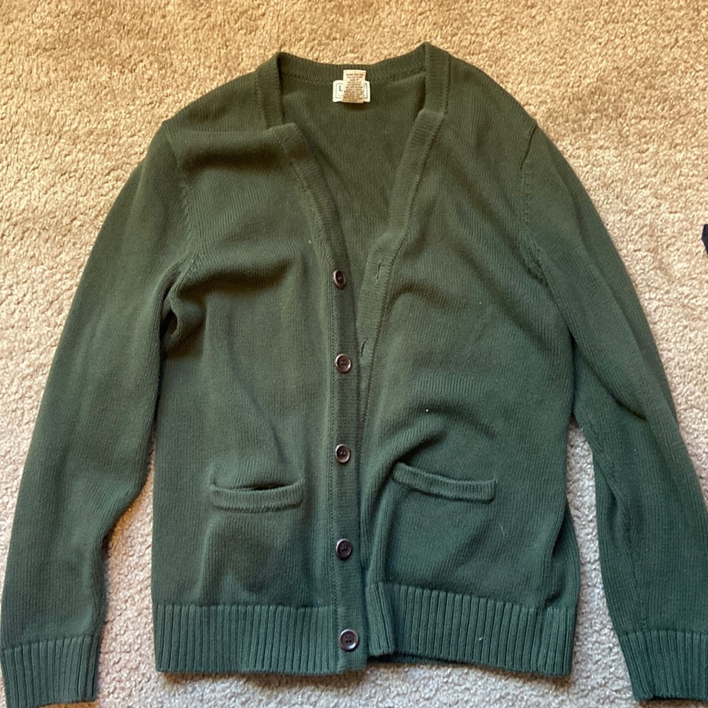Medium LL Bean forest green cardigan Vintage